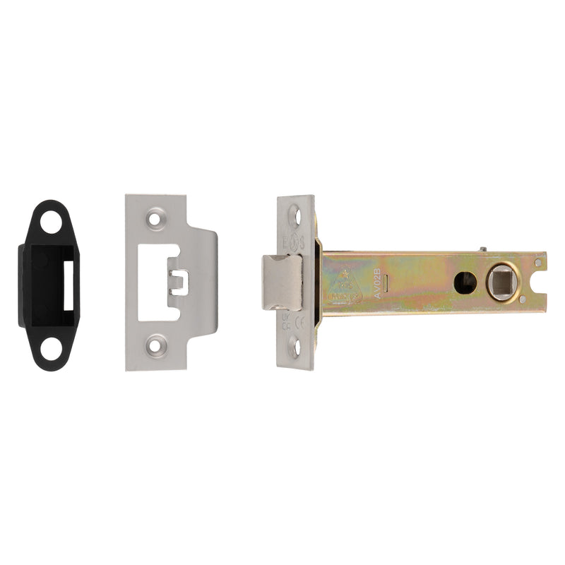 102Mm Heavy Duty Tubular Latch - 8Mm Follower - Square - Satin Stainless Steel