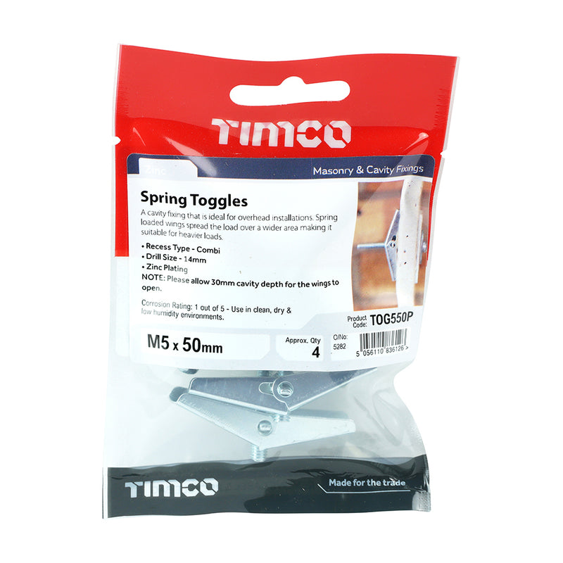 TIMCO Spring Toggle Cavity Anchors Silver - M3 x 50