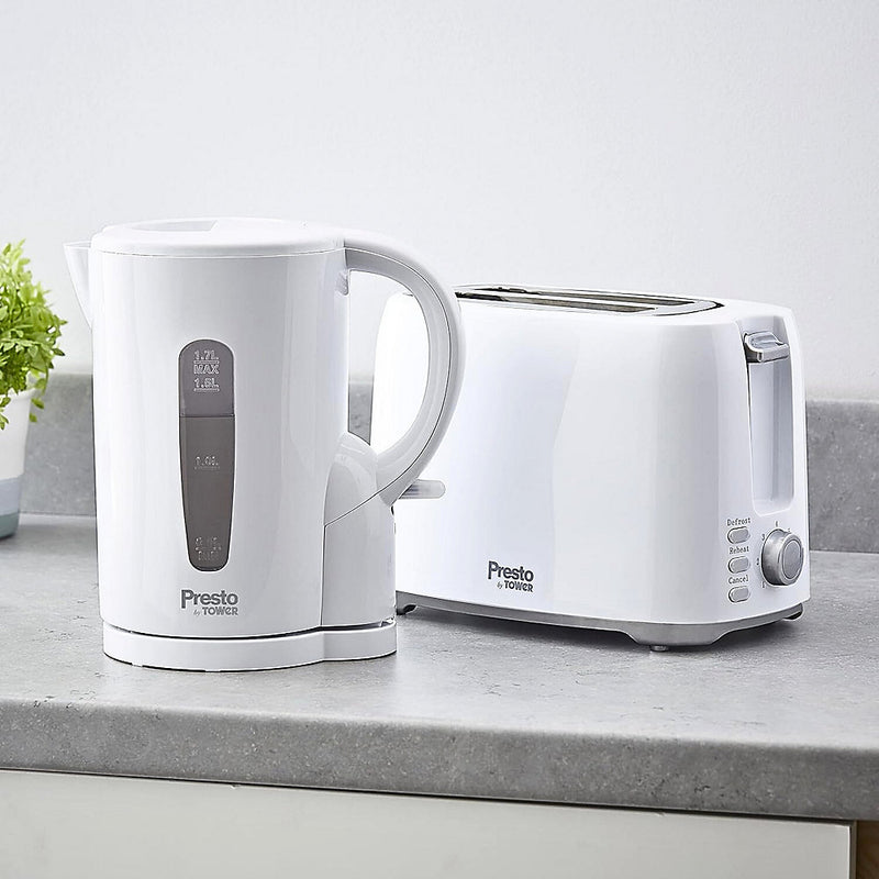 Tower Presto 2200W 1.7 Litre White Cool Touch Handle Fast Boil Electric Kettle