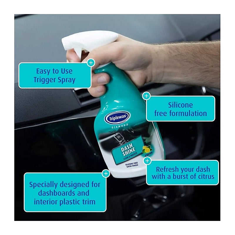 Triplewax Dash Shine 500ml - Dashboard Cleaner with Anti-Static Finish - TDS506