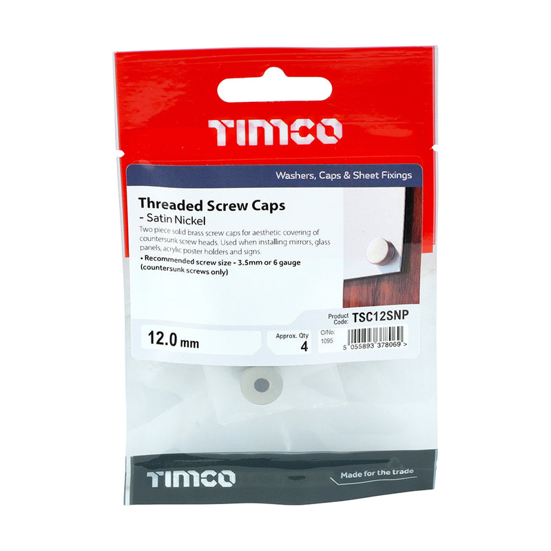 TIMCO Threaded Screw Caps Solid Brass — Trade Pack