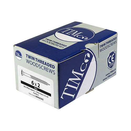TIMCO Twin-Threaded Countersunk Silver Woodscrews — Box