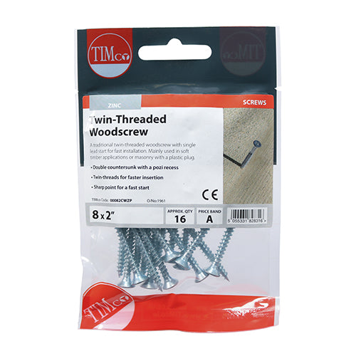 TIMCO Twin-Threaded Countersunk Silver Woodscrews — Trade Pack