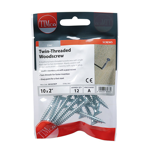 TIMCO Twin-Threaded Countersunk Silver Woodscrews — Trade Pack