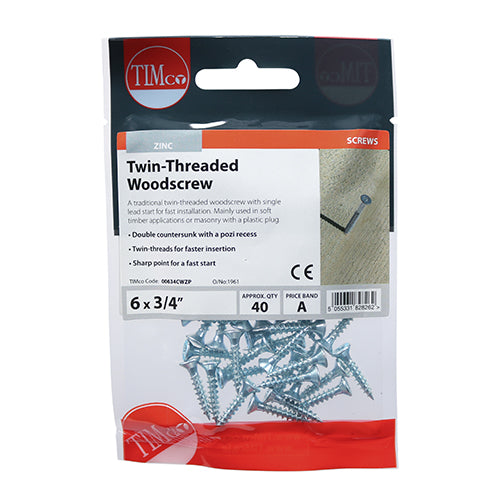 TIMCO Twin-Threaded Countersunk Silver Woodscrews — Trade Pack