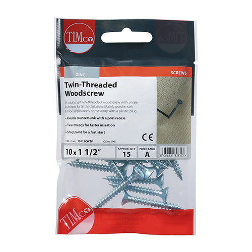 TIMCO Twin-Threaded Countersunk Silver Woodscrews — Trade Pack