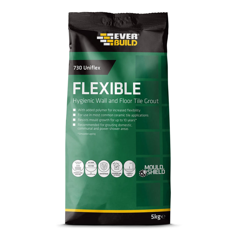 EVERBUILD 730 Universal Flexible Hygienic Wall & Floor Tile Grout White 5kg