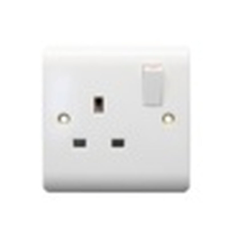 Securlec 1 Gang Switched Socket Double Pole Round Edge