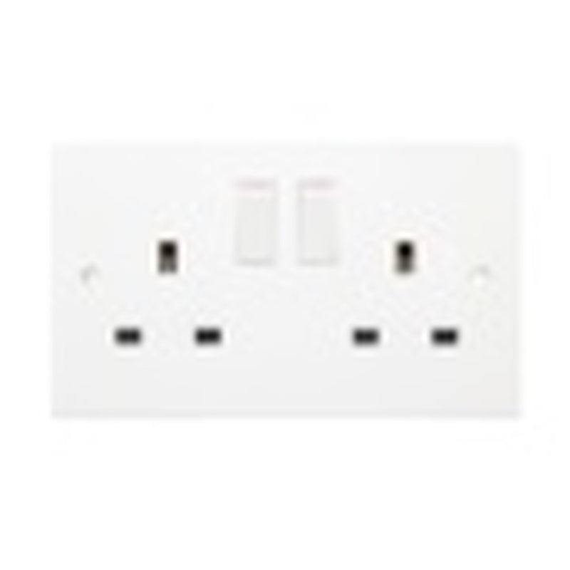 Securlec 2 Gang Switched Socket Double Pole Square Edge
