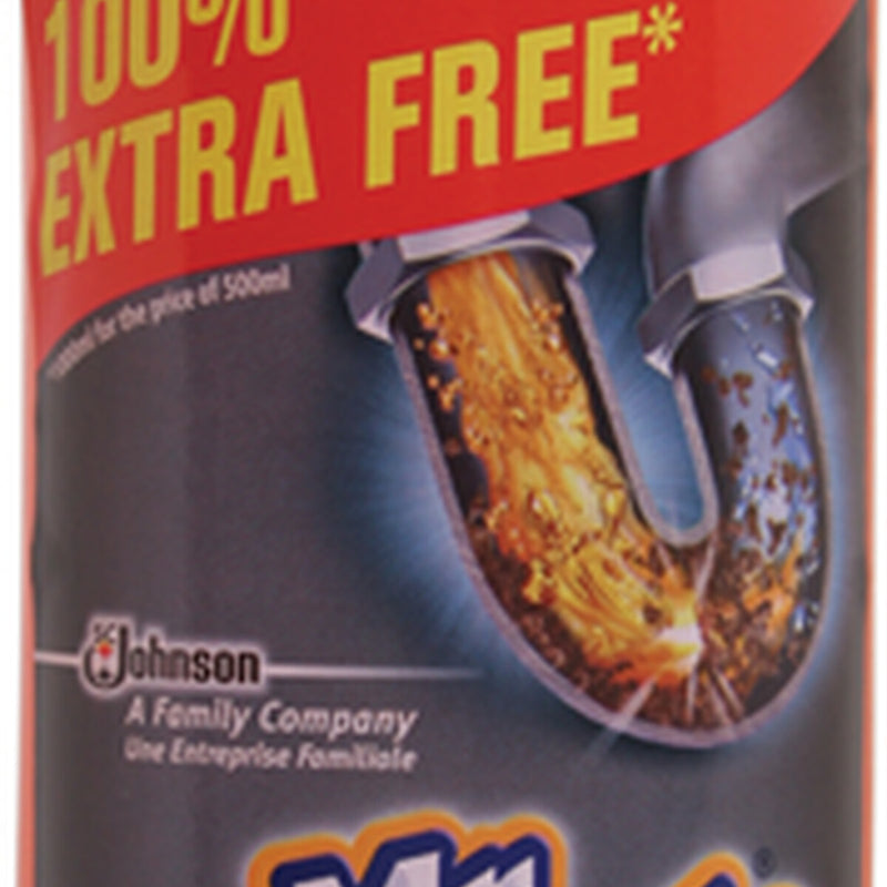 Mr Muscle Kitchen & Bathroom Drain Gel 500ml PLUS 100% Extra Free