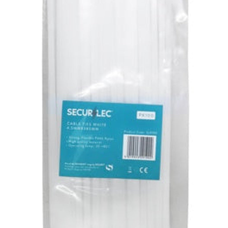 Securlec White Cable Ties 4.5mm x 380mm Pack 100
