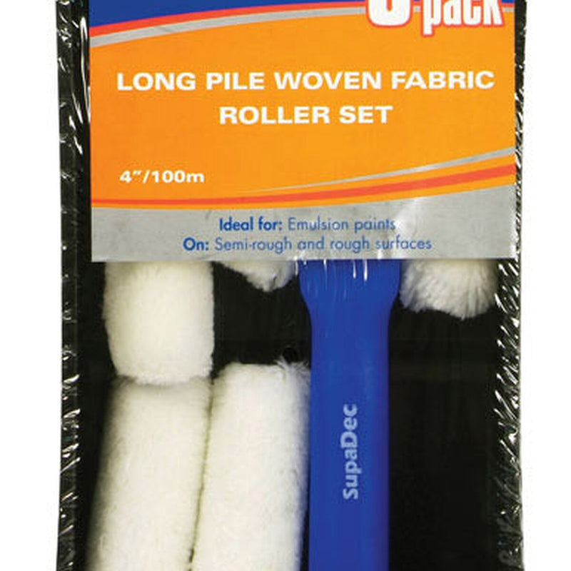 SupaDec Long Pile Woven Fabric Roller Set 4"/100mm, 5 Pack