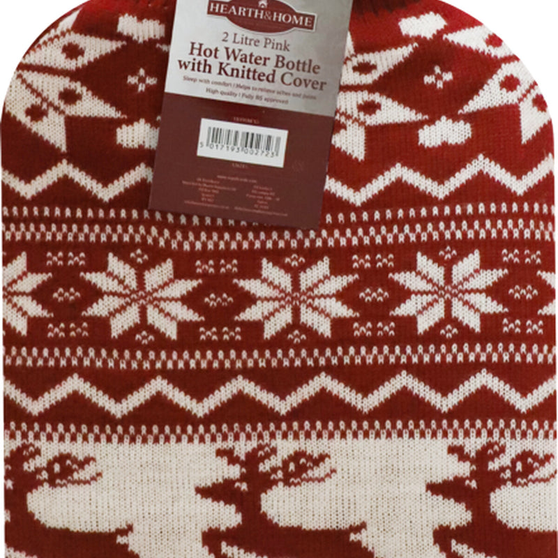 Hearth & Home Hot Water Bottle With Winter Design Cover 2L