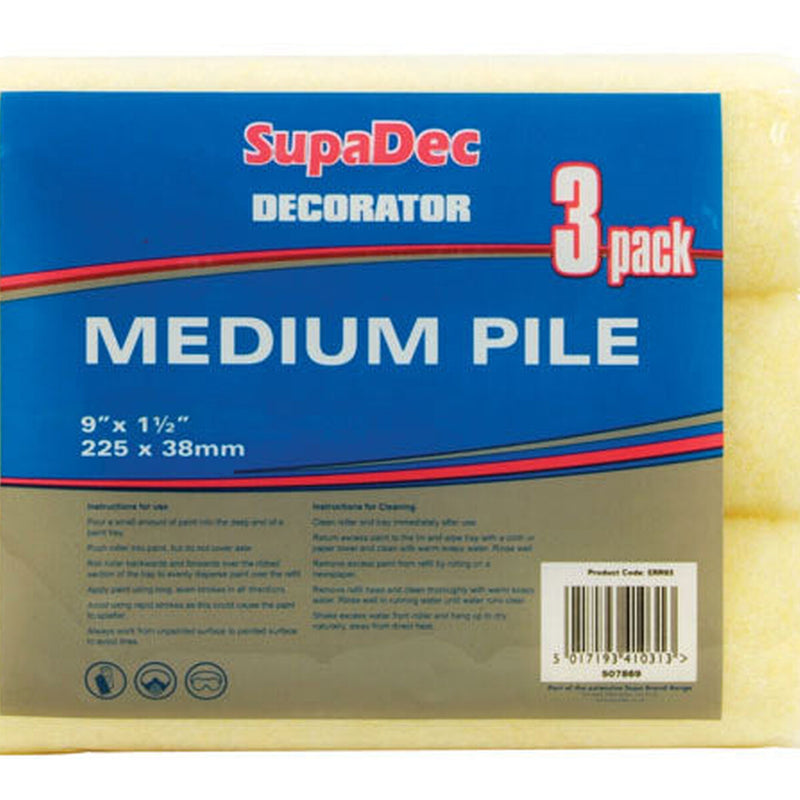 SupaDec Roller Refills 9" x 1.5" / 225mm x 38mm