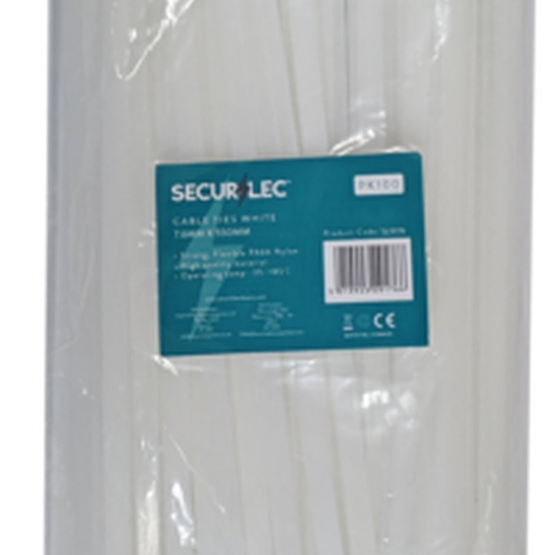 Securlec Cable Ties White 550mm x 8mm Pack 100