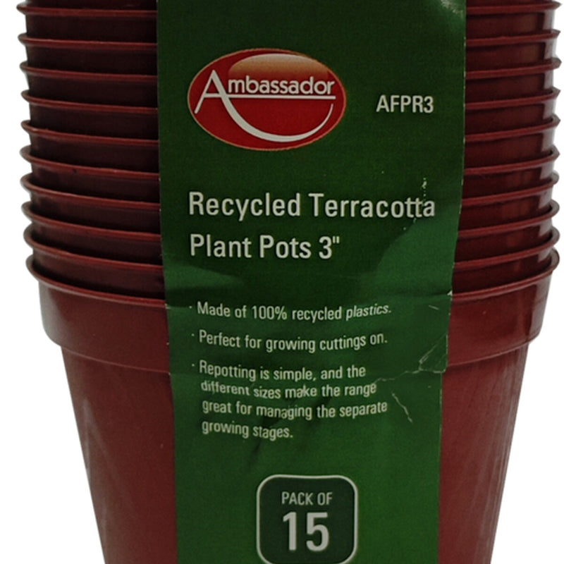 Ambassador Terracotta Plant Pots 3" Pack 15