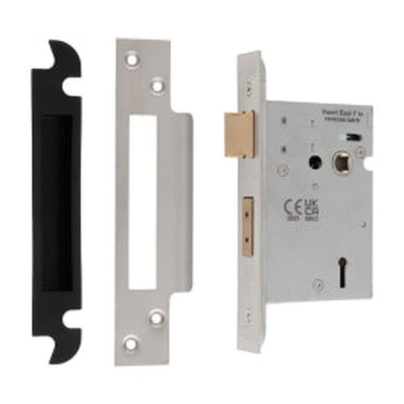 76Mm Heavy Duty Sashlock - 5 Lever - 57Mm C/C - Square - Satin Stainless Steel