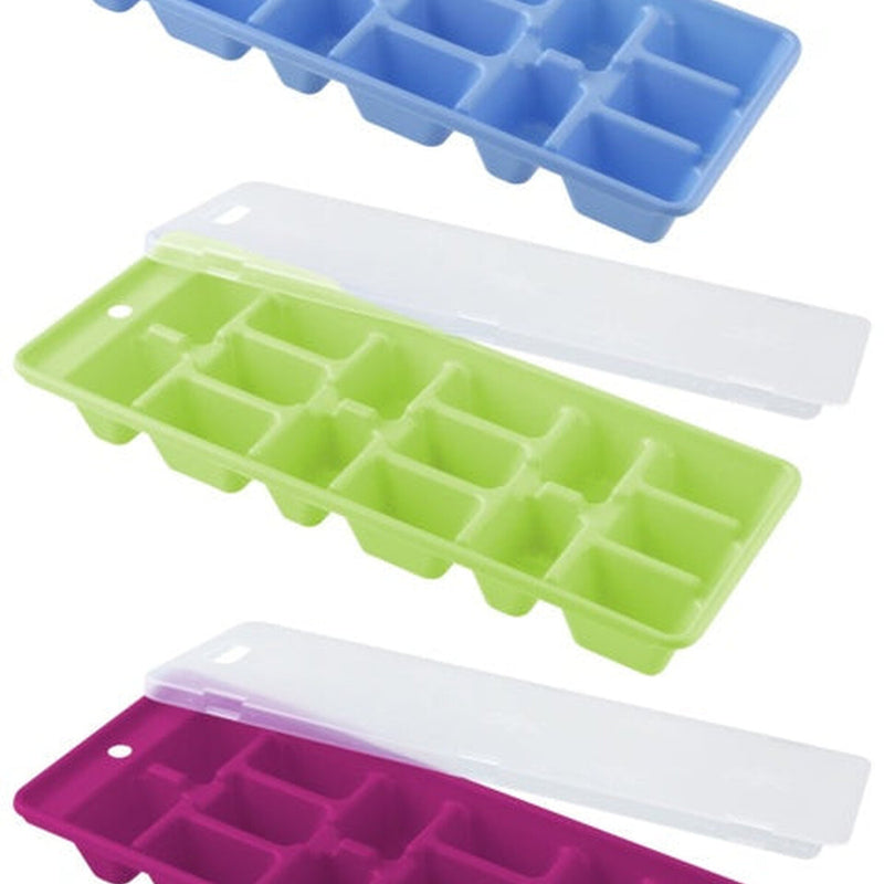 Fackelmann Ice Cube Tray With Cover Blue, Purple or Green