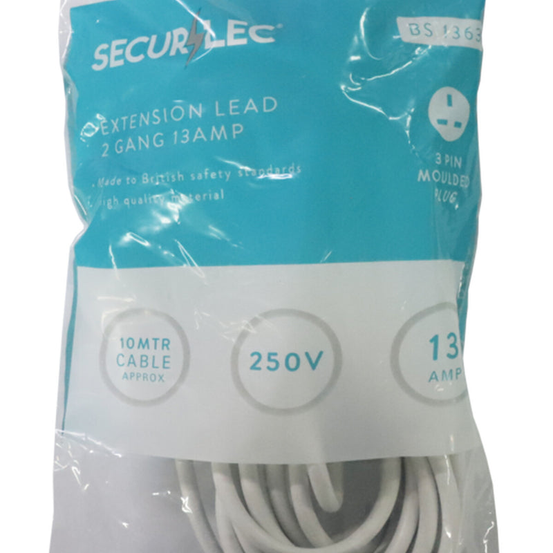 Securlec 2 Gang Extension Lead 10 Metre 13 Amp