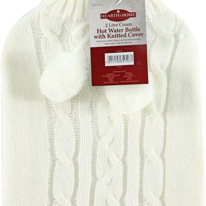 Hearth & Home 2L Hot Water Bottle with Cover White