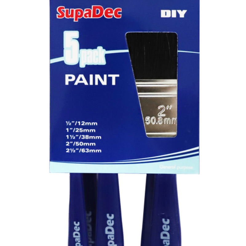 SupaDec Paint Brush Set 5 Pack - 12mm, 25mm, 38mm, 50mm, 63mm