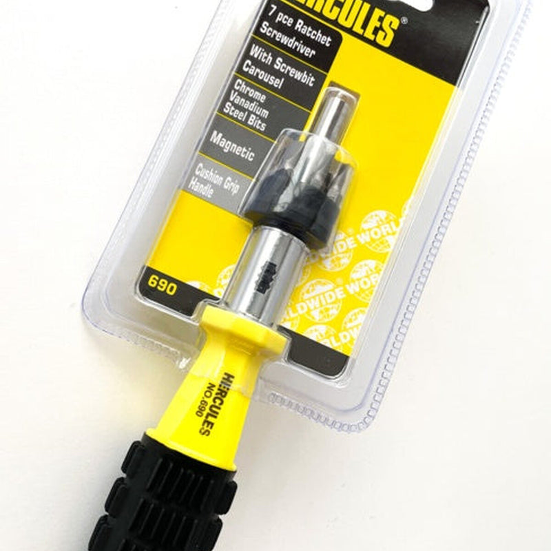 Hercules Ratchet Screwdrivers (7 Piece) Flat:4,5,6mm;Pozi:No.1,2,3