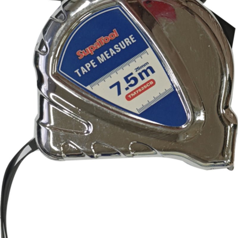 SupaTool Chrome Plated Tape Measure 7.5m x 25mm