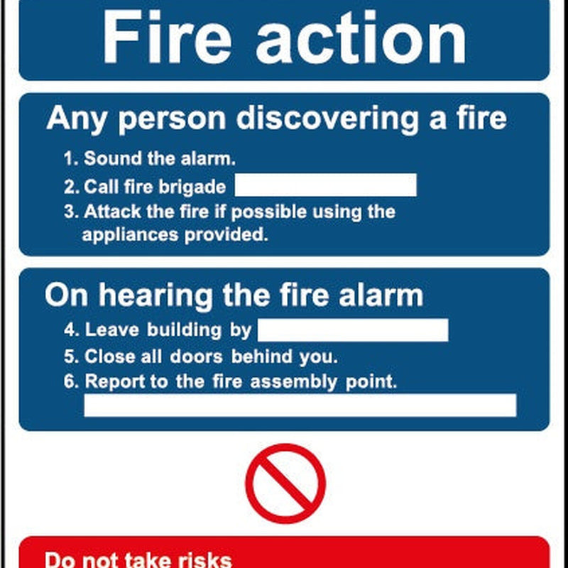 Smiths Architectural Fire Action Sign 148mmx210mm