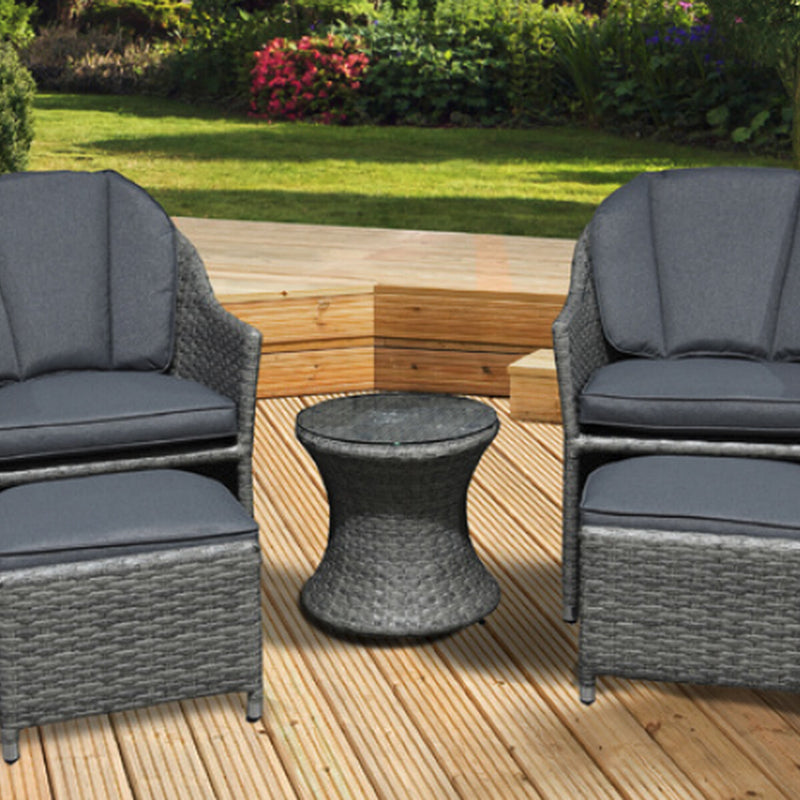 Pagoda Corfu Rattan Companion Set 2 x Chairs. 1 x Table, 2 x Foot Stools
