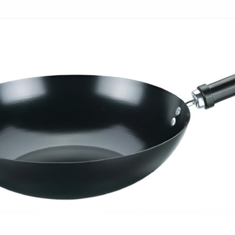Basiks Carbon Steel Wok + Wood Handle 30cm