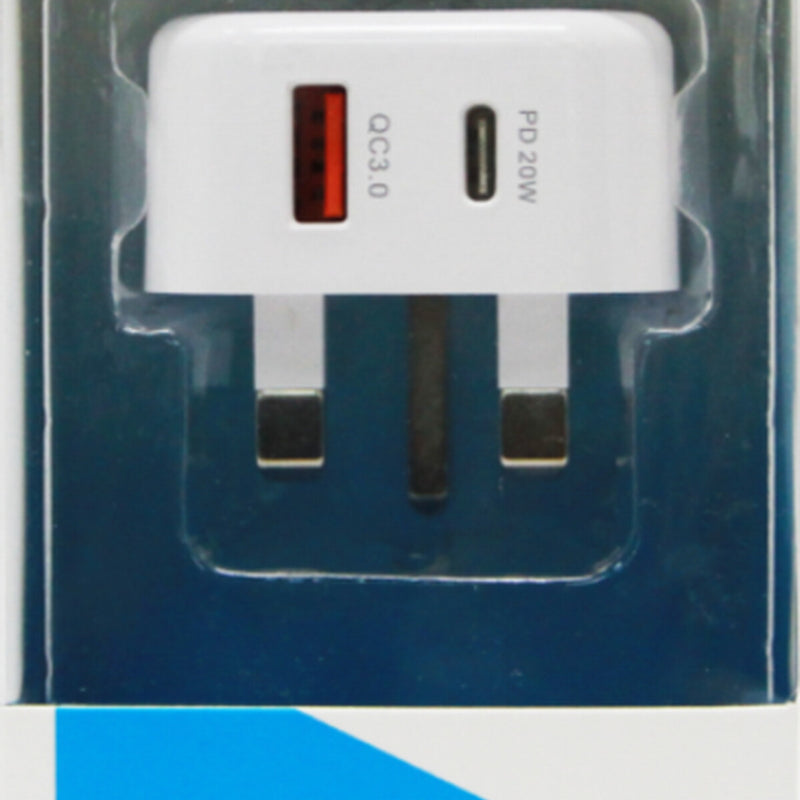 Extrastar USB + Type C Home Plug Charger White