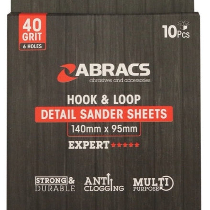 Abracs Hook & Loop Detail Sanding Sheets 95 x 140 40g Coarse