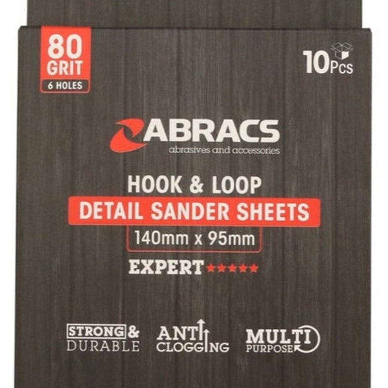 Abracs Hook & Loop Detail Sanding Sheets 95x145 80g Medium
