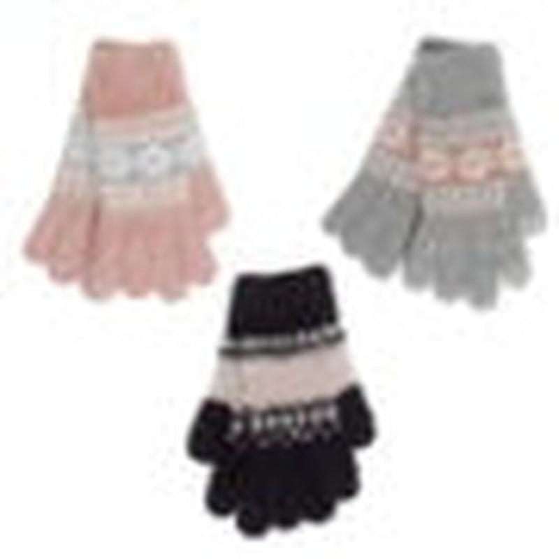 RJM Ladies Fairisle Print Fluffy Gloves