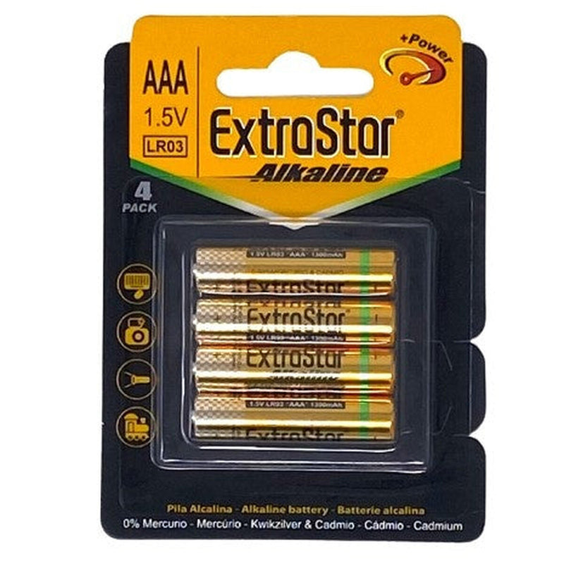 Extrastar Alkaline Batteries 1.5v AAA Pack 4