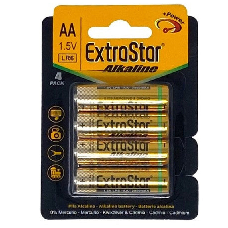 Extrastar Alkaline Batteries 1.5v AA Pack 4