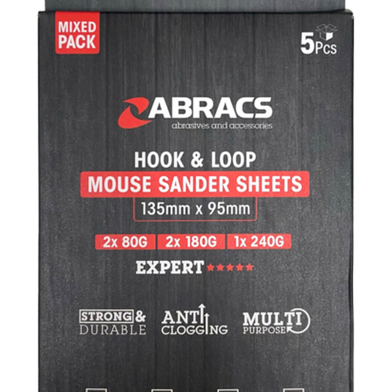 Abracs Mouse Sander Sheet Pack 5 135mm x 95mm