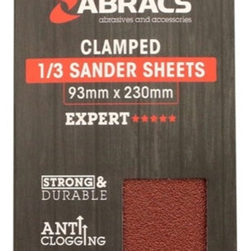 Abracs Orbital Clamped Sander Sheets With Holes 93mm x 230mm 40g
