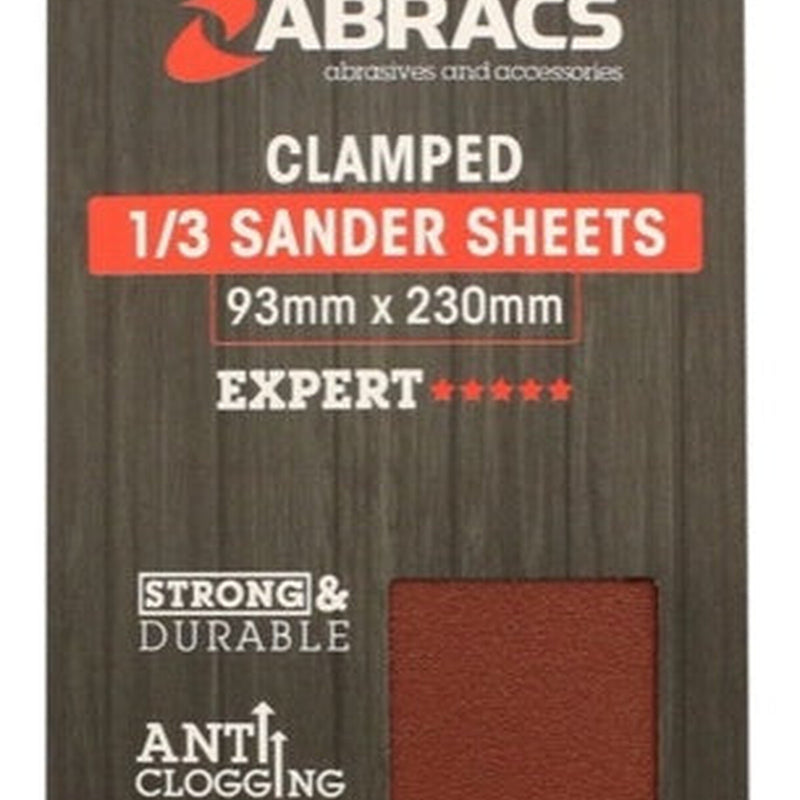 Abracs Orbital Clamped Sander Sheets With Holes 93mm x 230mm 120g