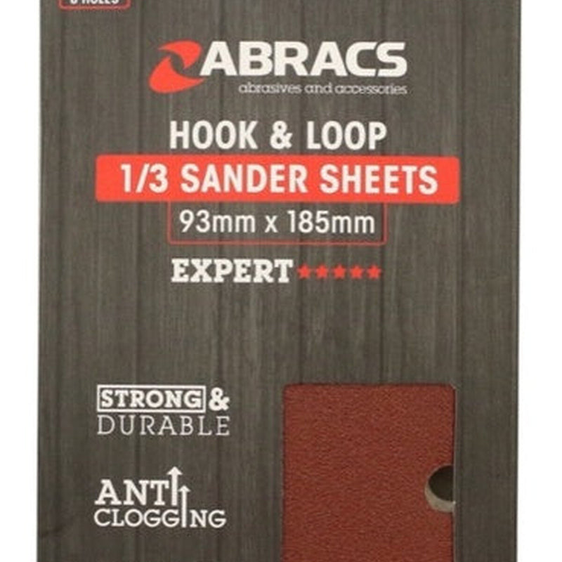 Abracs Orbital Hook & Loop Sander Sheets 93mm x 185mm 120g