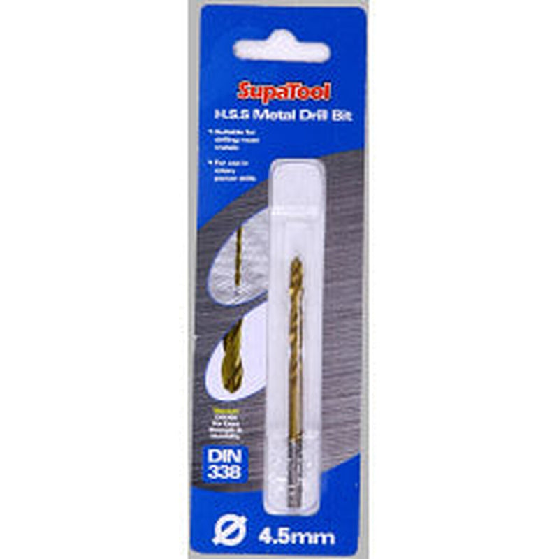 SupaTool Titanium Coated HSS Drill Bits 4.5x80mm