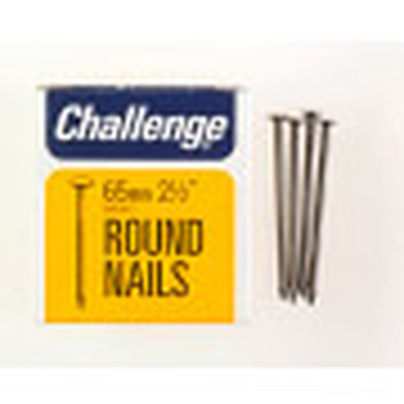 Challenge Round Wire Nails - Bright Steel (Box Pack) 65mm