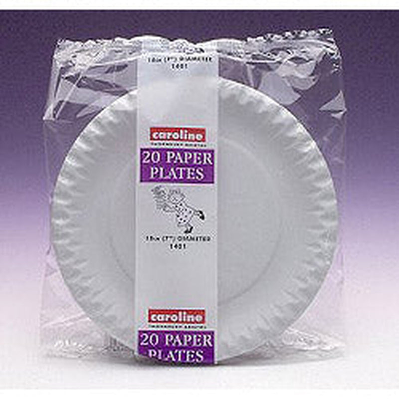 Caroline White Paper Plates (20) 7" (18cm)