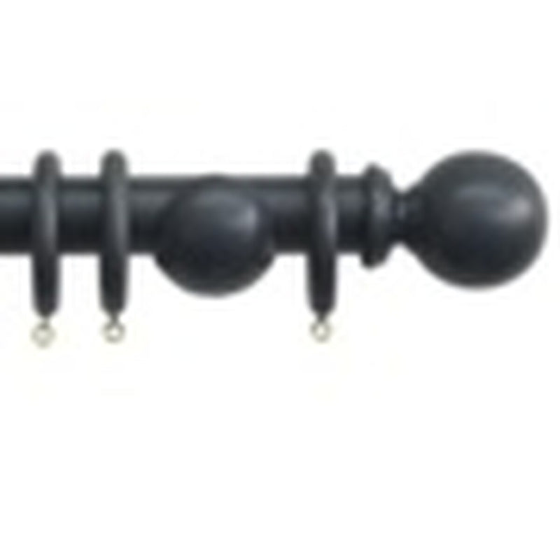 Jones Interiors Shore 35mm Wood Curtain Pole Kit Charcoal 180cm