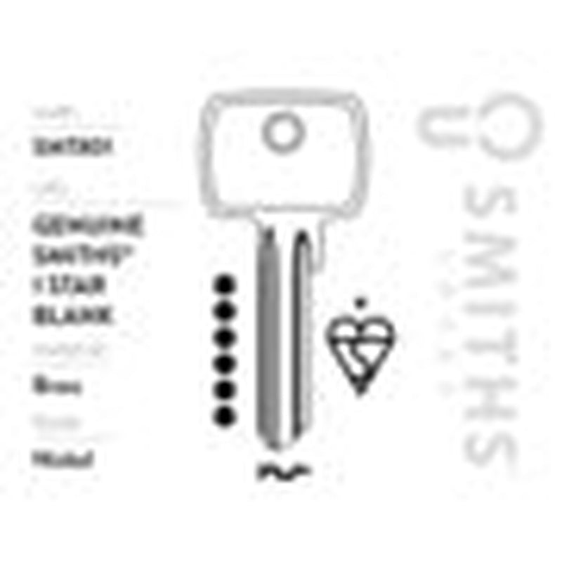 Smiths Locks 1 Star Euro Cylinder 6 Pin Key Blank Pack 10