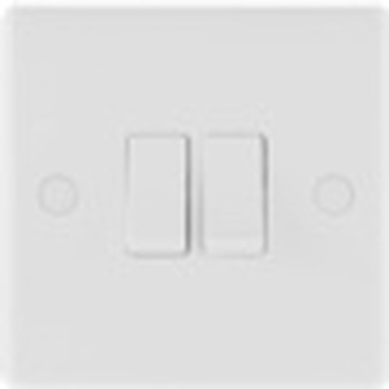 BG 2 Gang 2 Way White Round Edge Switch 10a