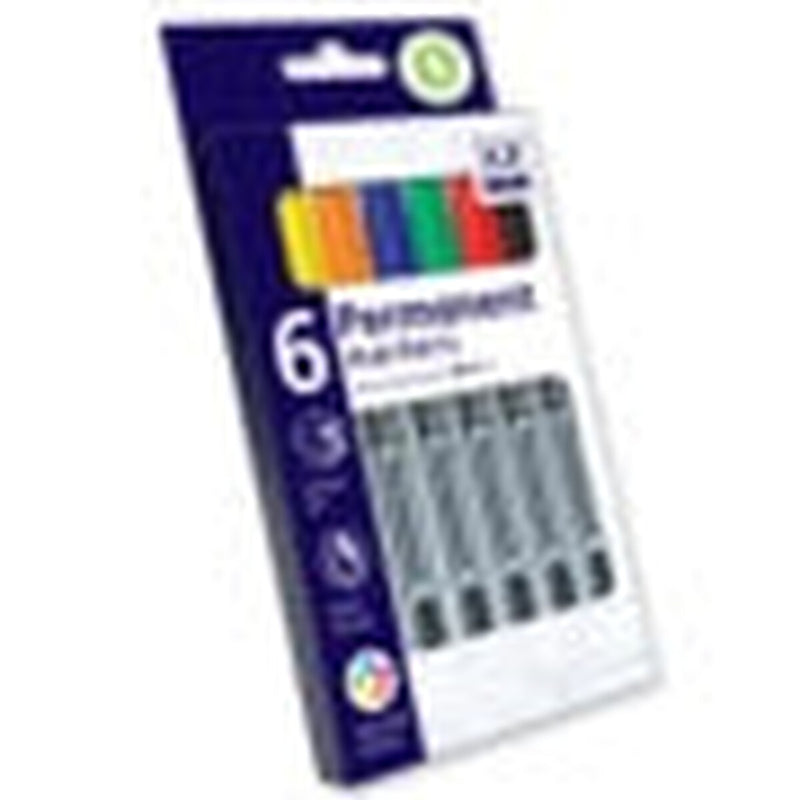 I G Design Permanent Markers Pack 6 Assorted Colours