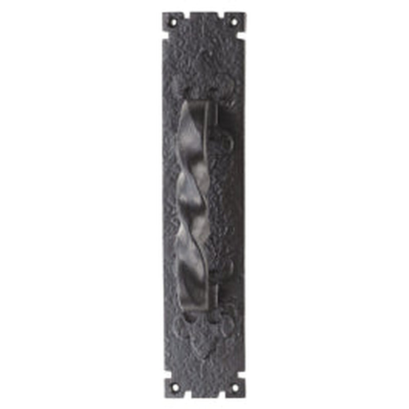Barley Twist Pull Handle On Backplate - Black Antique 310 x 65 mm