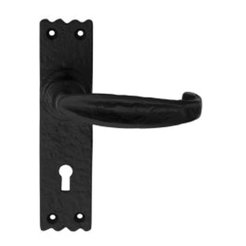 Slimline V Lever On Face-Fix Backplate - Lock 57Mm C/C - Black Antique 152mm x 38mm
