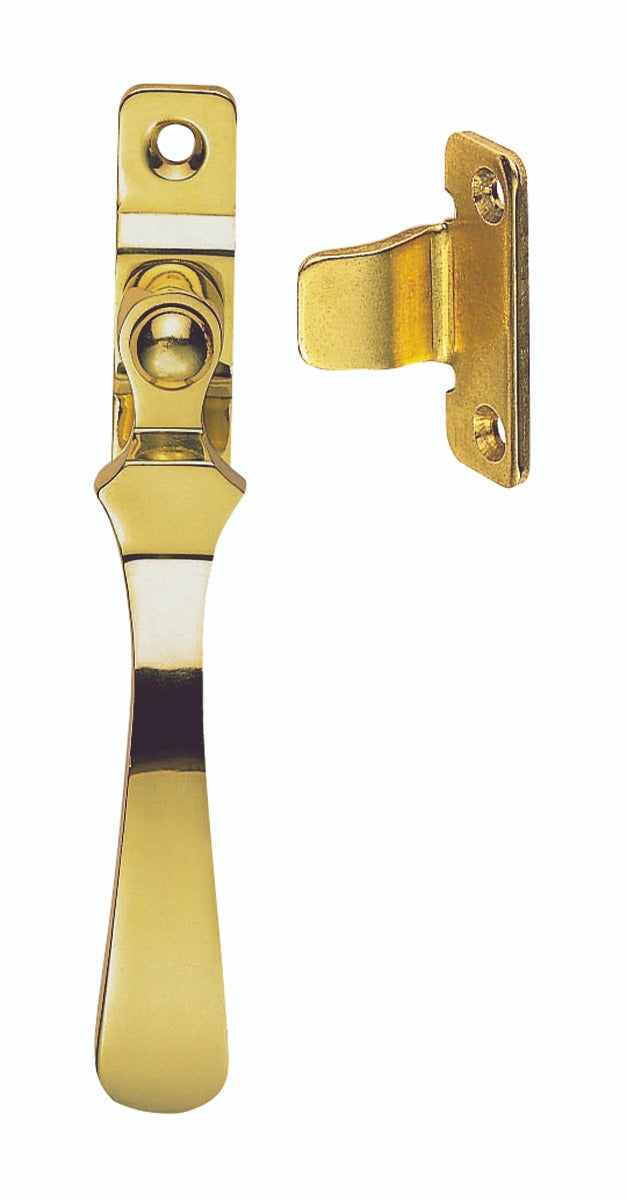 Victorian - Casement Fastener (Wedge Pattern) - Polished Brass 57MM X 13MM